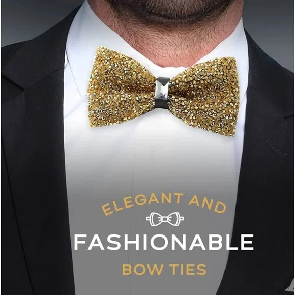 Mens Black And Gold Bow Tie | Color: Black/Gold | Size: Os | Nicolettejv19's Closet